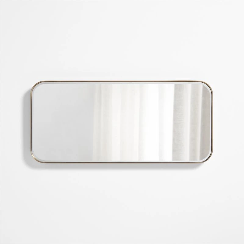 Edge Brass Metal Wide Depth Wall Mirror 19"x42"