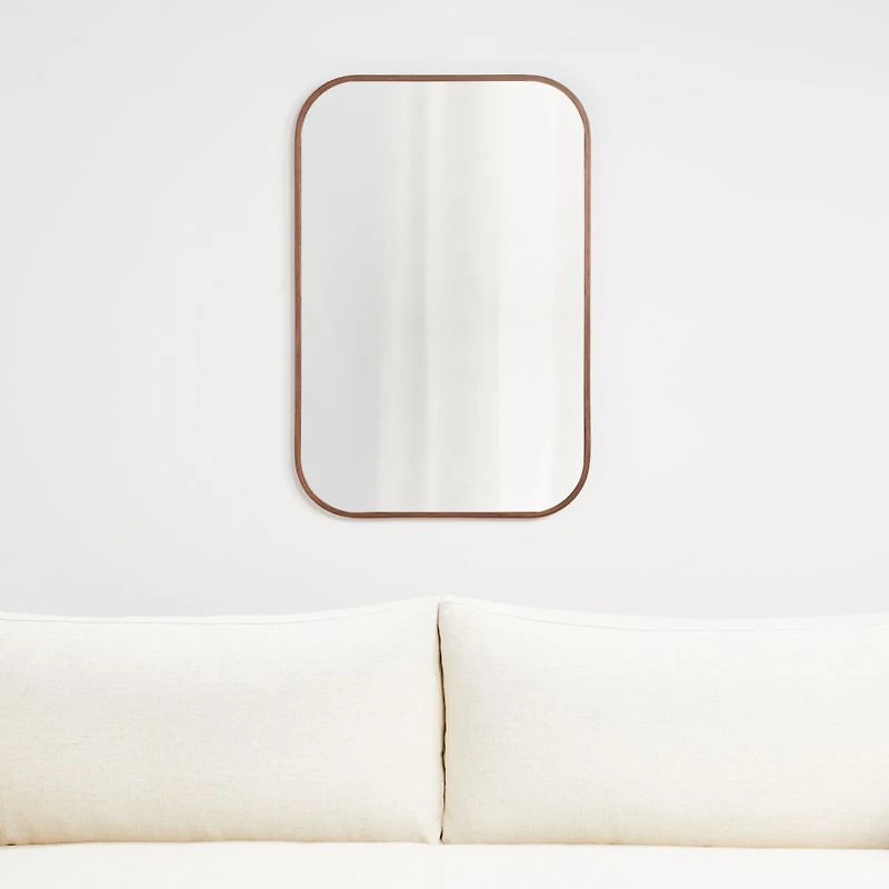 Edge Medium Walnut Rounded Rectangle Mirror 36"x24"
