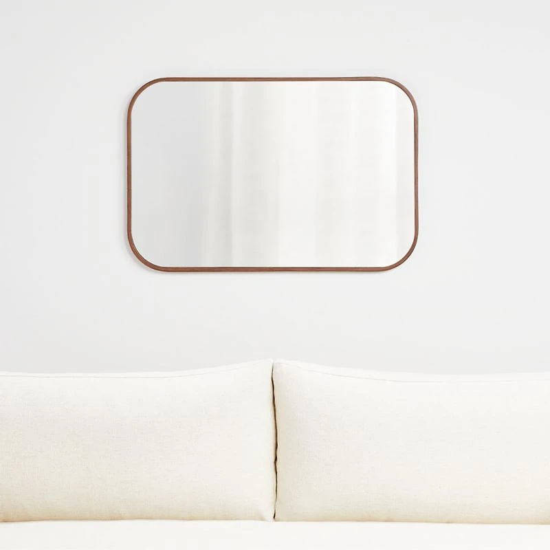 Edge Medium Walnut Rounded Rectangle Mirror 36"x24"