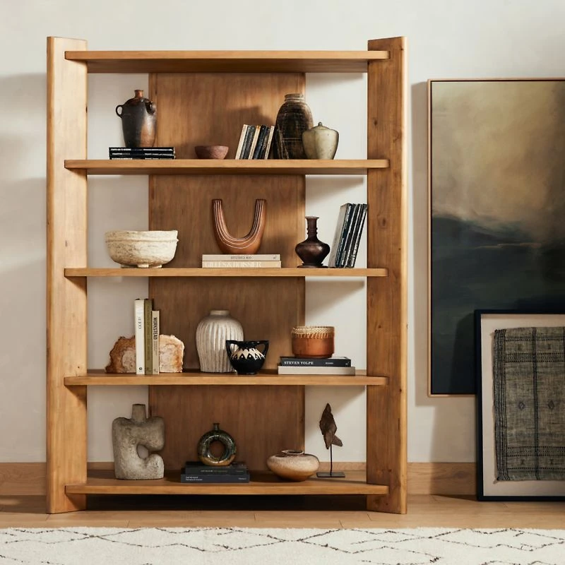 Edmund 62" Smoked Pine Wood Bookcase