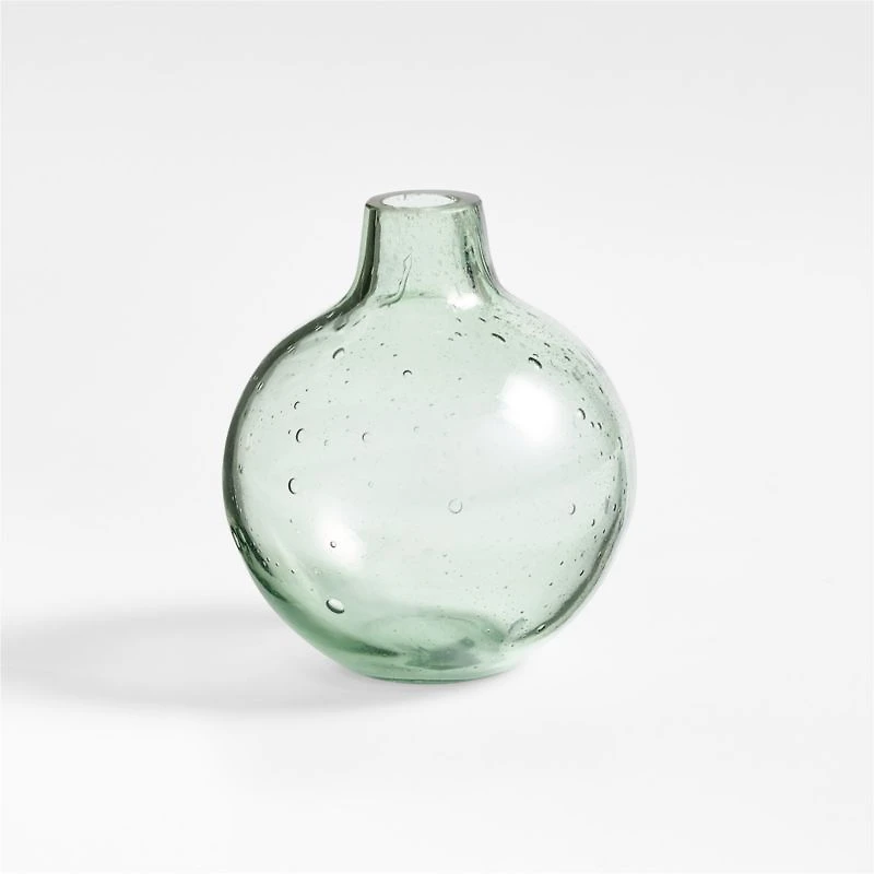 Eider Round Smoke Green Glass Bud Vase 3"