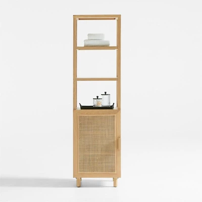 Eli Natural Oak Wood Bathroom Storage Tower