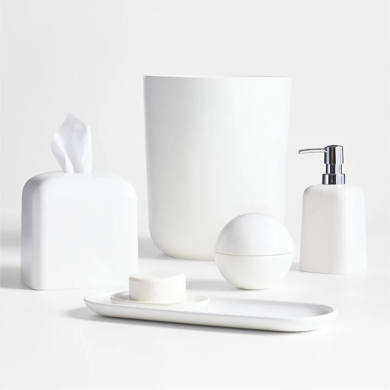 Eli White Ceramic Square Tissue Box Cover