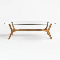 Elke Rectangular Glass Coffee Table with Brass Base