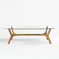 Elke Rectangular Glass Coffee Table with Brass Base