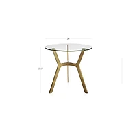 Elke Round Black Marble End Table with Brass Base