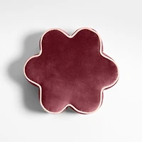 Ella Organic Cotton Velvet Elegant Pink Flower Throw Pillow