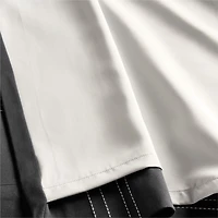Embroidered Craftsman Midnight Navy/Crisp White Organic Cotton Sateen Window Curtain Panel 52"x84"