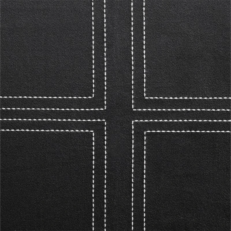 Embroidered Craftsman Midnight Navy/Crisp White Organic Cotton Sateen Window Curtain Panel 52"x84"