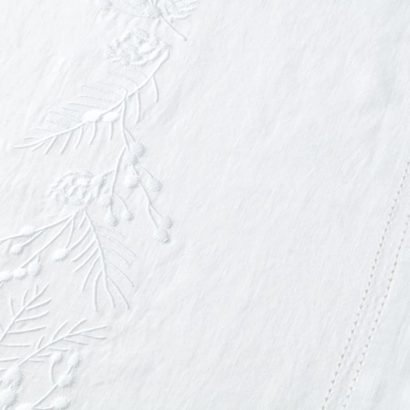 Embroidered Pinecone 120" EUROPEAN FLAX ™-Certified Linen Table Runner