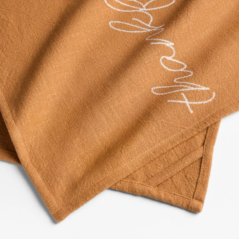 Embroidered "Thankful" Organic Cotton Kitchen Towel
