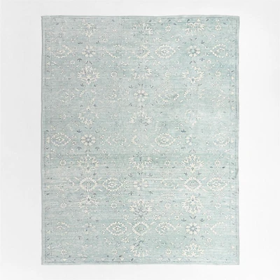 Hana Blue Floral Washable Area Rug 8'x10'