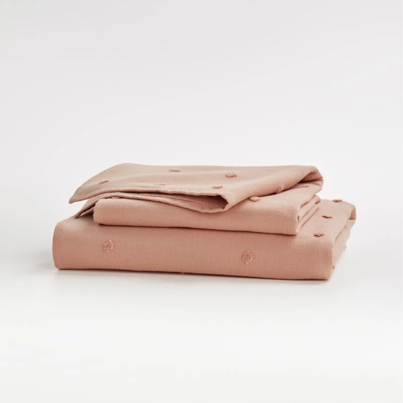 Pink Embossed Dot Organic Turkish Cotton Bath Towel