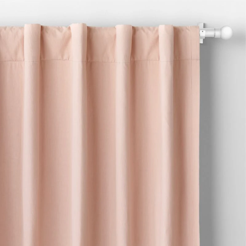 Elegant Pink Embroidered Stitch Organic Cotton Blackout Curtain Panel 44"x63"