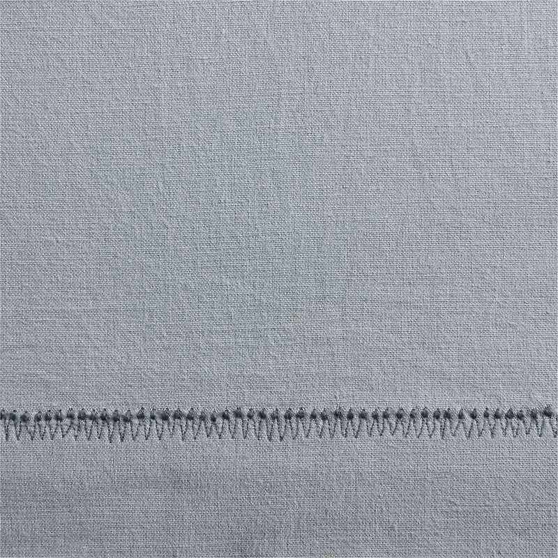 Mist Blue Embroidered Stitch Organic Cotton Blackout Curtain Panel 44"x63"