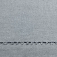 Mist Blue Embroidered Stitch Organic Cotton Blackout Curtain Panel 44"x63"
