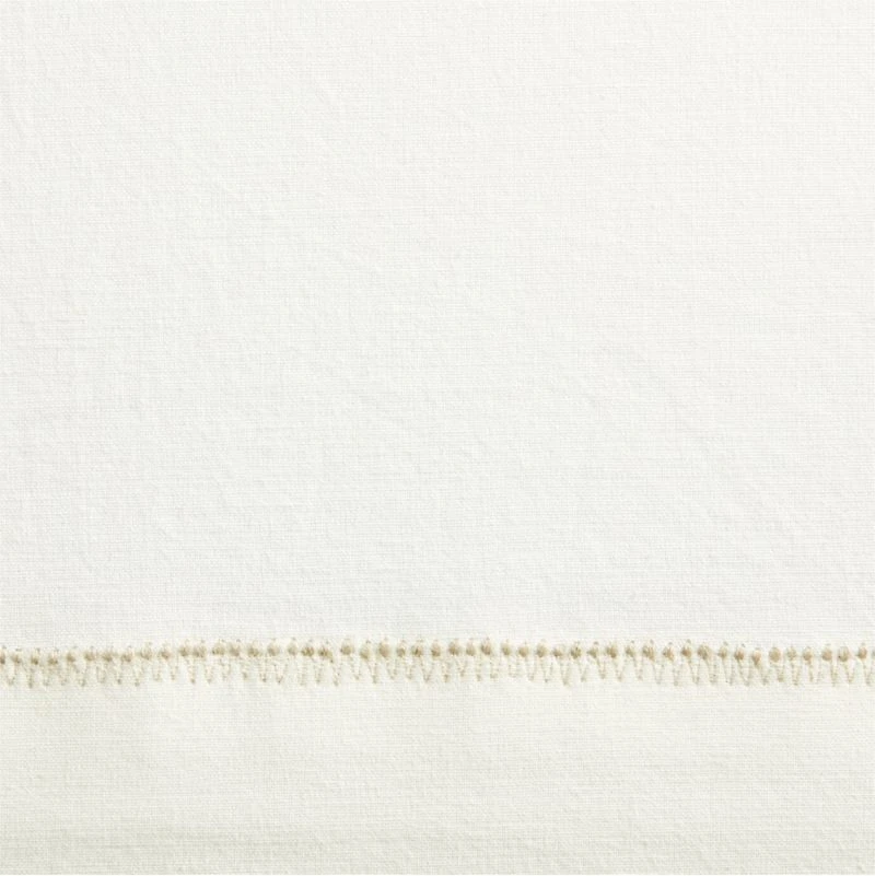 Pampas Ivory Embroidered Stitch Organic Cotton Blackout Curtain Panel 44"x63"