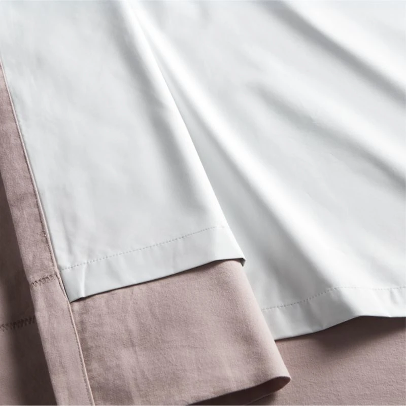 Rosy Lilac Embroidered Stitch Organic Cotton Blackout Curtain Panel 44"x96"