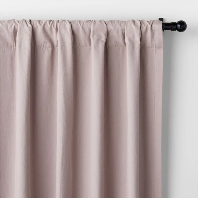 Rosy Lilac Embroidered Stitch Organic Cotton Blackout Curtain Panel 44"x96"