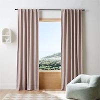 Rosy Lilac Embroidered Stitch Organic Cotton Blackout Curtain Panel 44"x96"