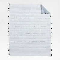 Mist Blue Embroidered Texture Stripe Voile Kids Twin Quilt