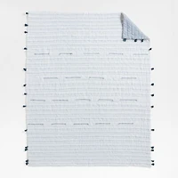 Mist Blue Embroidered Texture Stripe Voile Kids Twin Quilt