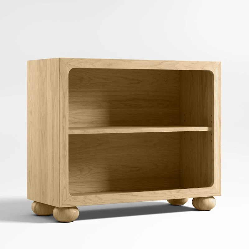 Emery Natural Oak Wood 2-Shelf Kids Bookcase