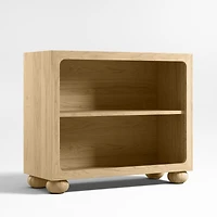 Emery Natural Oak Wood 2-Shelf Kids Bookcase