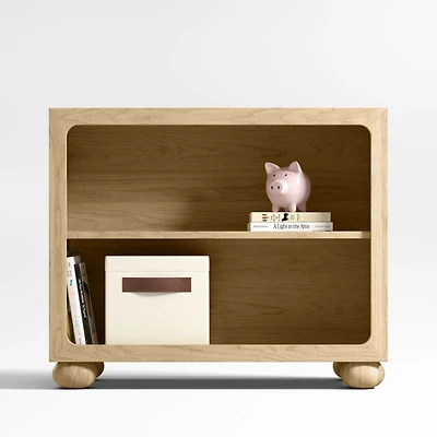 Emery Natural Oak Wood 2-Shelf Kids Bookcase