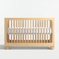 Emery Natural Oak Wood Convertible Baby Crib with Toddler Bed Rail