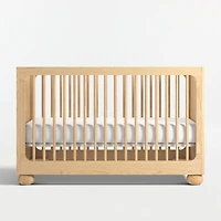 Emery Natural Oak Wood Convertible Baby Crib with Toddler Bed Rail