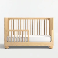 Emery Natural Oak Wood Convertible Baby Crib with Toddler Bed Rail