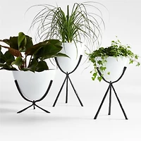 Emery 18" x 18" Low Black and White Metal Indoor/Outdoor Planter