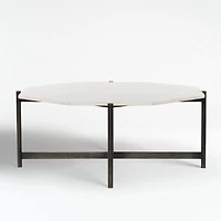 Emilia White Marble and Grey Iron 40" Polygon Coffee Table