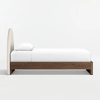 Emma Upholstered Kids Full Headboard with Deep Brown Wood Base
