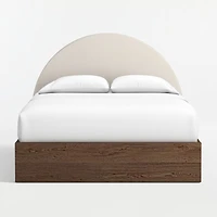 Emma Upholstered Kids Full Headboard with Deep Brown Wood Base