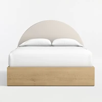 Emma Cream Upholstered Kids Full Headboard with Natural Wood Base
