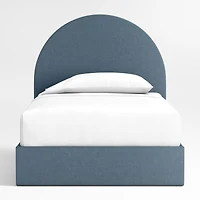 Emma Denim Blue Upholstered Arched Kids Twin Storage Bed