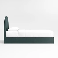 Emma Jungle Green Upholstered Arched Kids Full Storage Bed