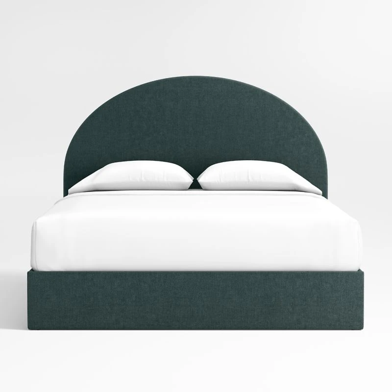 Emma Jungle Green Upholstered Arched Kids Full Storage Bed