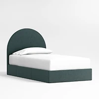 Emma Jungle Green Upholstered Arched Kids Full Storage Bed