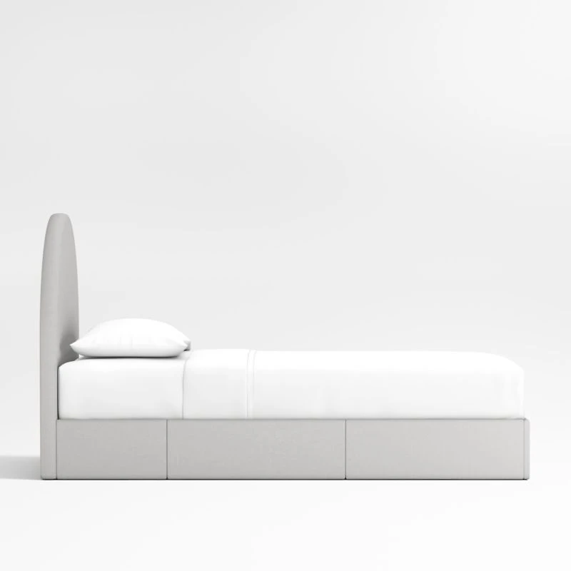 Emma Grey Upholstered Arched Kids Twin Storage Bed