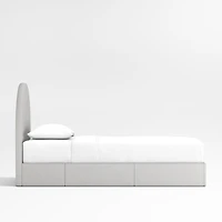 Emma Grey Upholstered Arched Kids Twin Storage Bed