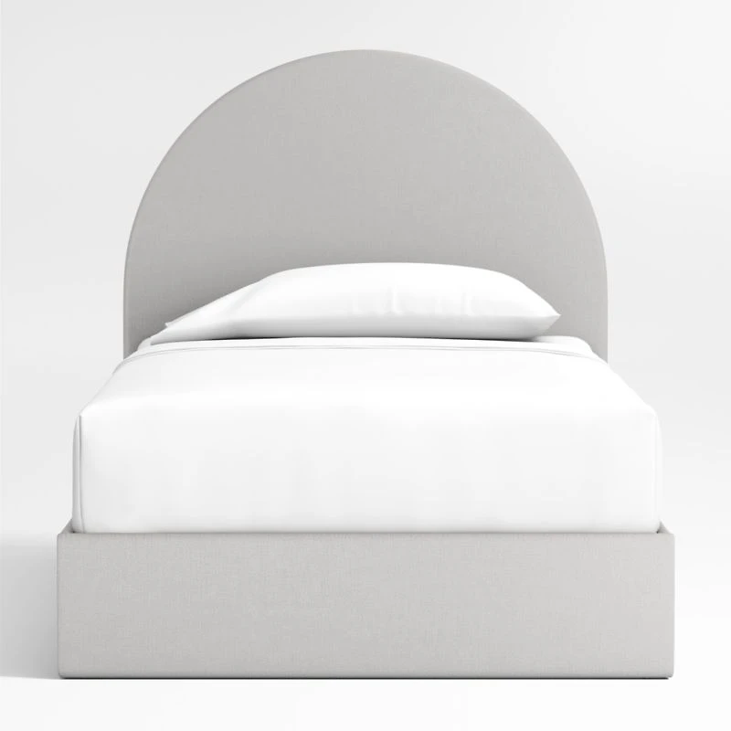 Emma Grey Upholstered Arched Kids Twin Storage Bed