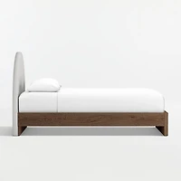 Emma Grey Upholstered Kids Full Headboard with Deep Brown Wood Base