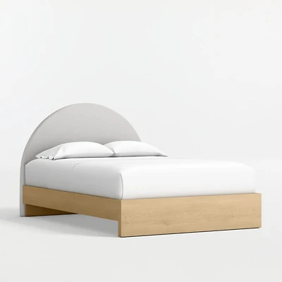 Emma Upholstered Kids Full Headboard with Natural Wood Base