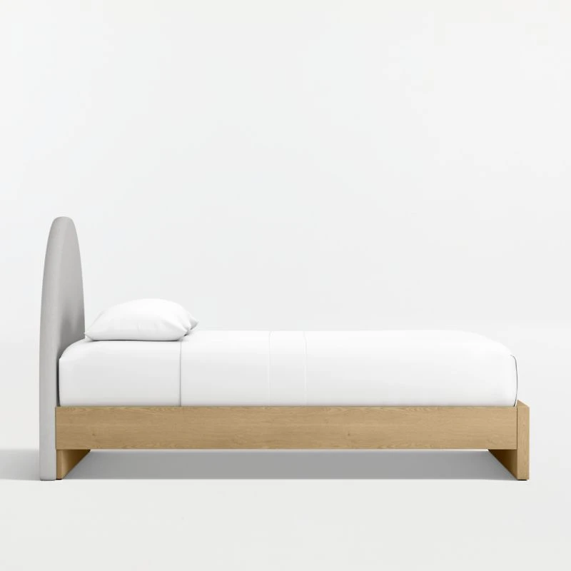 Emma Upholstered Kids Full Headboard with Natural Wood Base