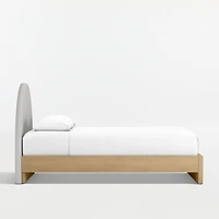 Emma Upholstered Kids Full Headboard with Natural Wood Base