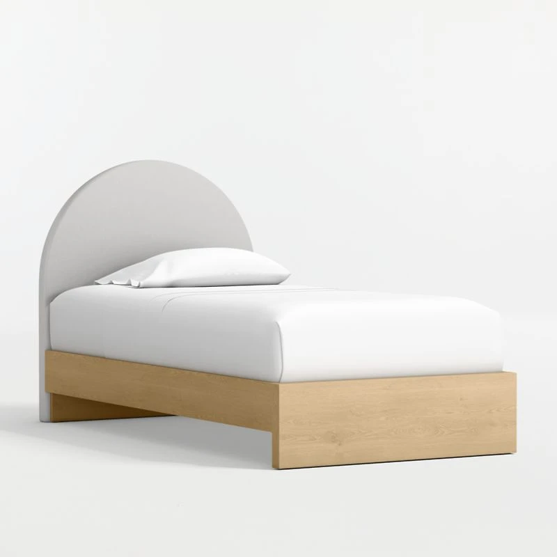 Emma Upholstered Kids Full Headboard with Natural Wood Base