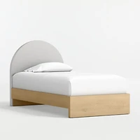 Emma Upholstered Kids Full Headboard with Natural Wood Base